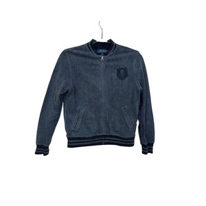 Polo Ralph Lauren Rugby Jacket Boys M‎ (10-12) Gray Skull Zip Up Bomber